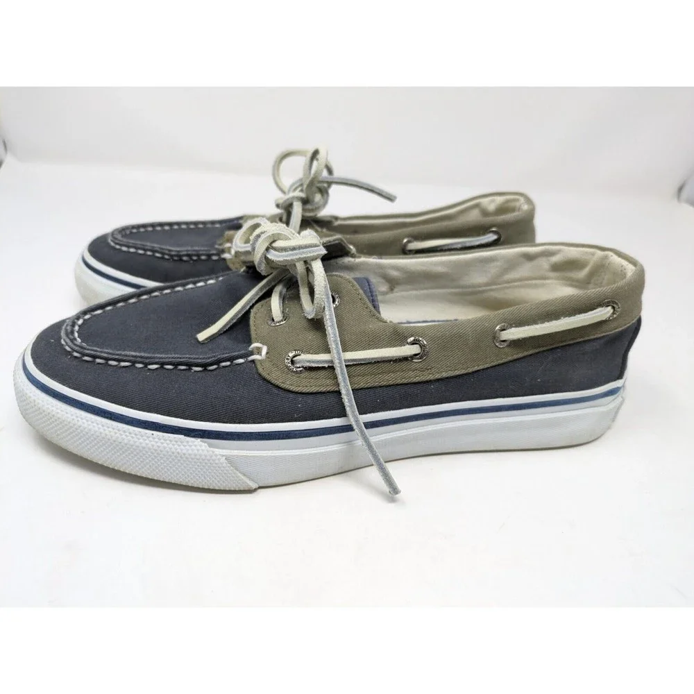 Sperry Top-Sider Bahama Boat Shoe 2 Eye Navy Blue Khaki STS10804 Mens 9M